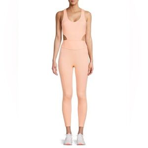 FREE PEOPLE Back It Up Cutout Crisscross‎ Back Jumpsuit Size S Peach